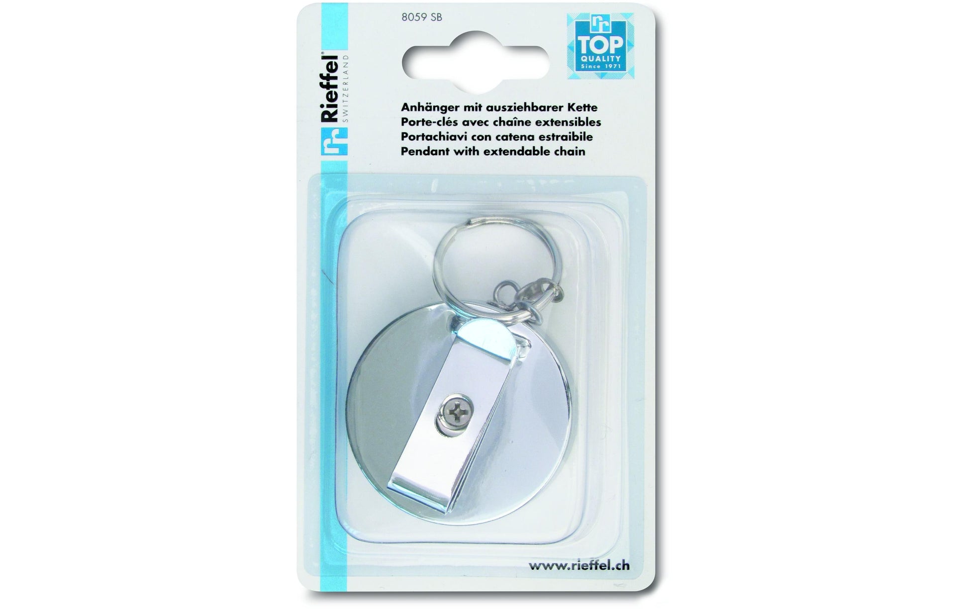 Rieffel Schlüsselanhänger – Metall, Silber, Ø 50 mm