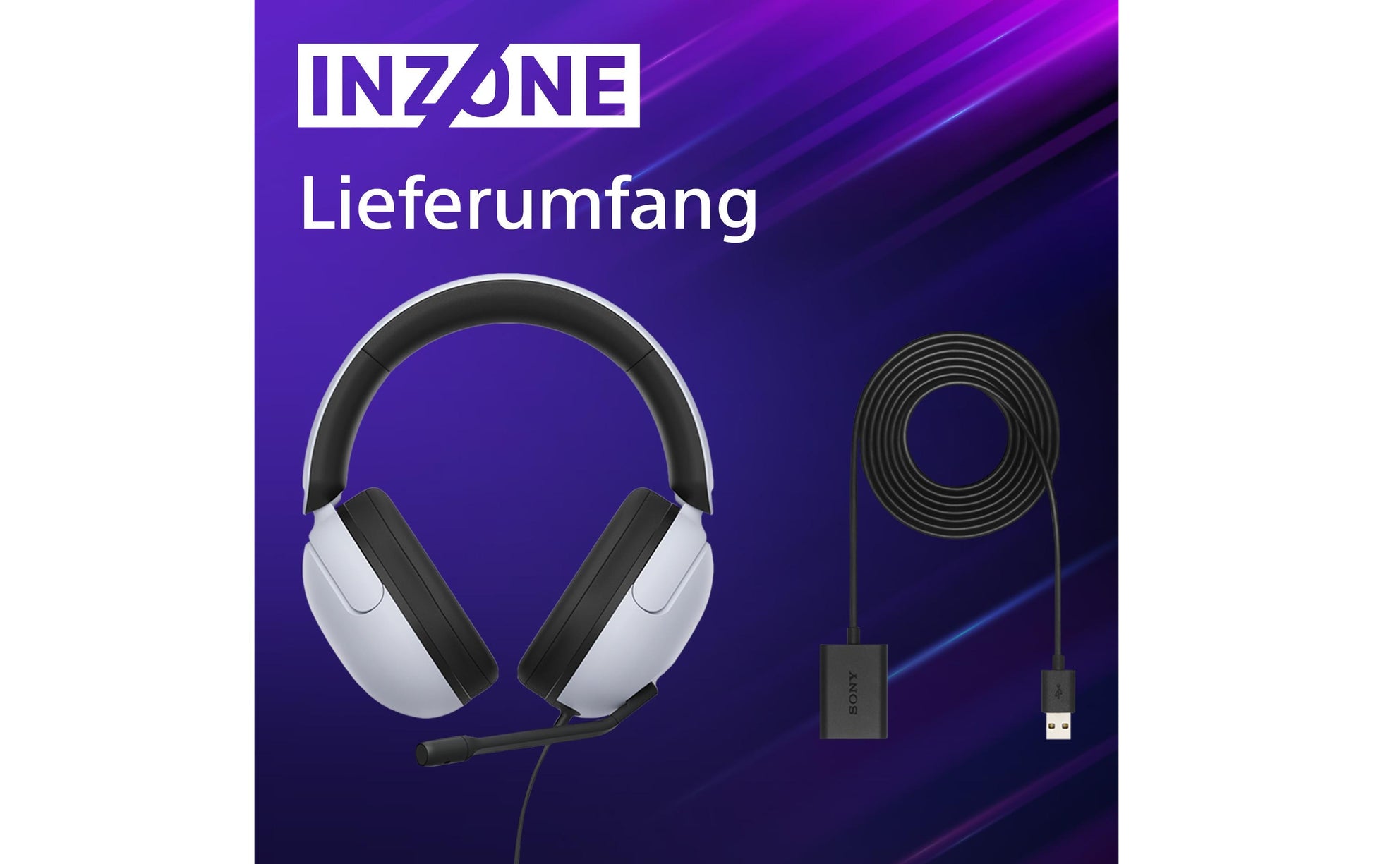 Sony INZONE H3 – Verkabeltes Gaming-Headset – 3,5 mm Klinke, Surround-Sound – Weiss – für PS5