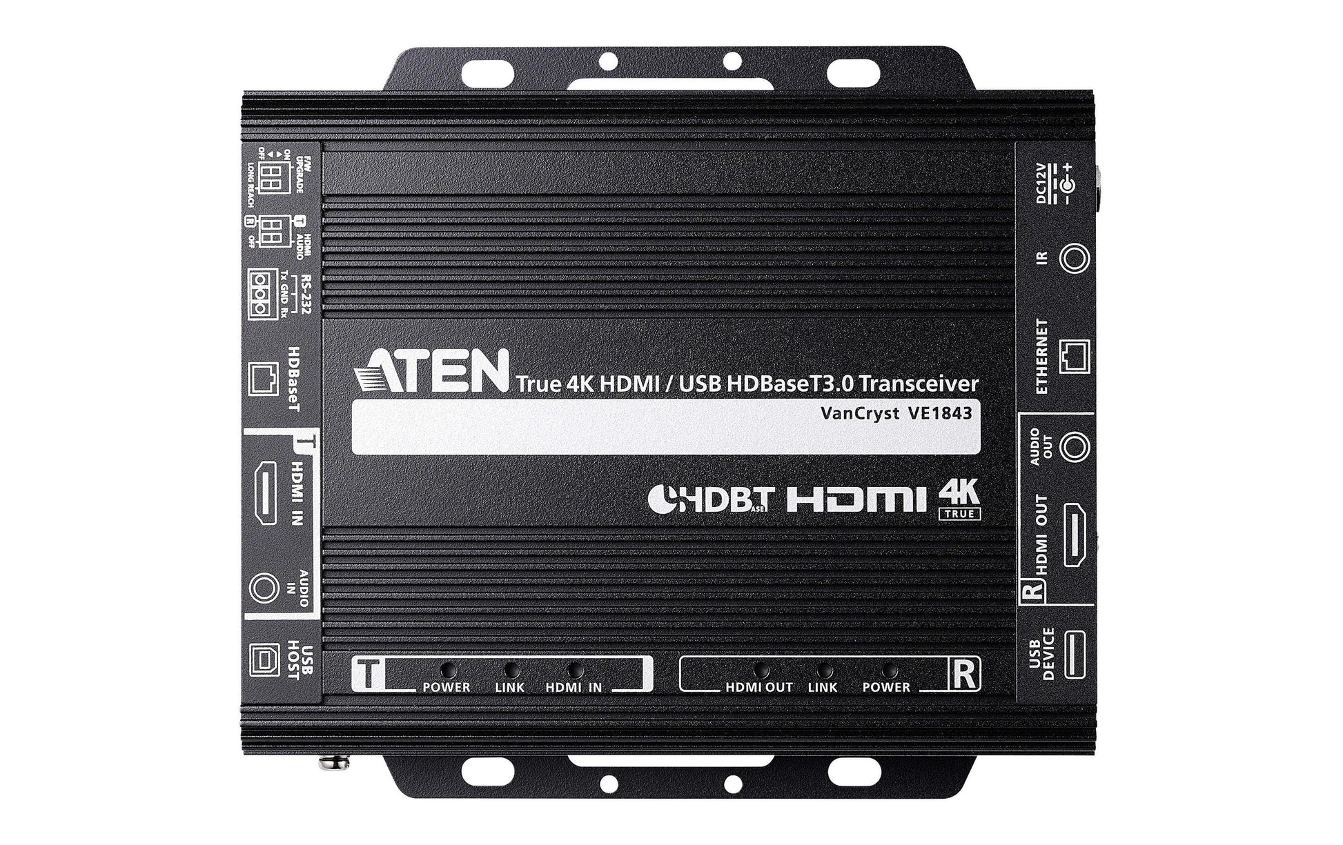 ATEN VE1843 – AV-Sender & Empfänger – 4K UHD, HDBaseT, HDMI, USB (Typ A/B) – Schwarz, Metall