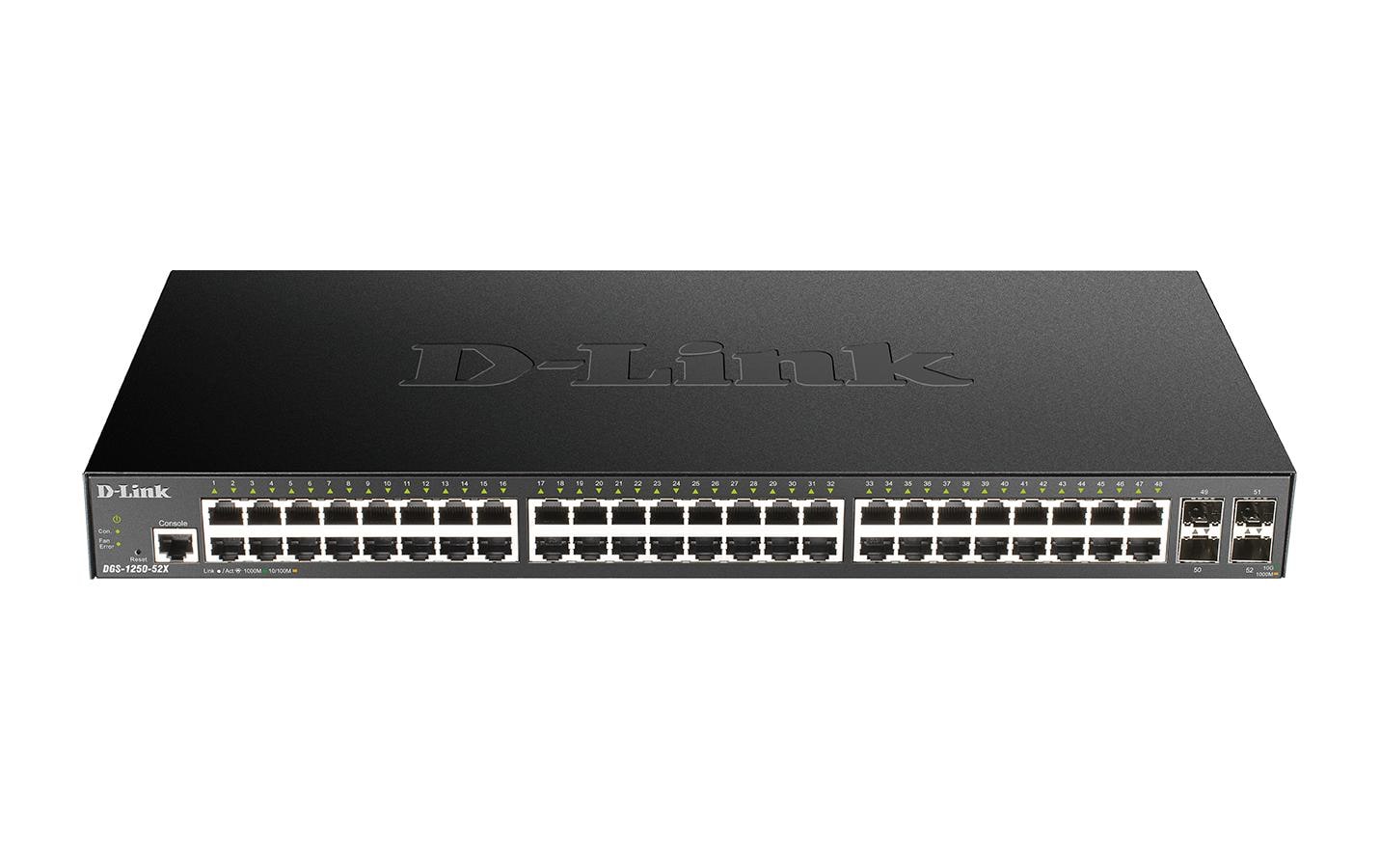 D-Link DGS-1250-52X – Smart Managed L3 Switch – 48× 1G, 4× SFP+, 19", 1U