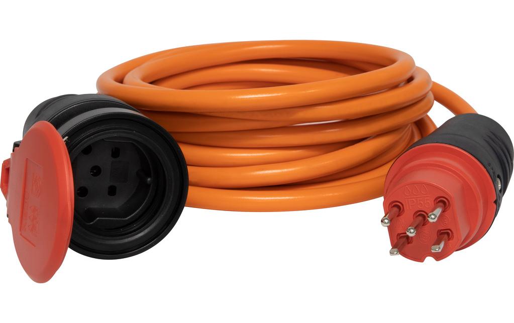 Brennenstuhl Netzkabel, T15 auf T15, Aussenanwendung, 400 V, 10 m, Orange