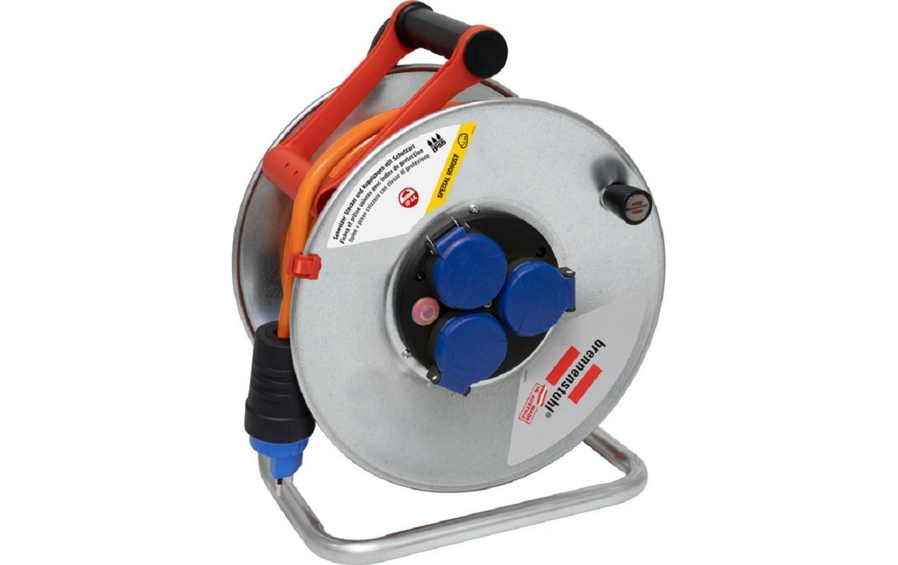 Brennenstuhl Garant SK 290 Kabelrolle, 25 m, 3×T13, IP55, Überhitzungsschutz, Eingang T12, 2,5 mm² – Orange