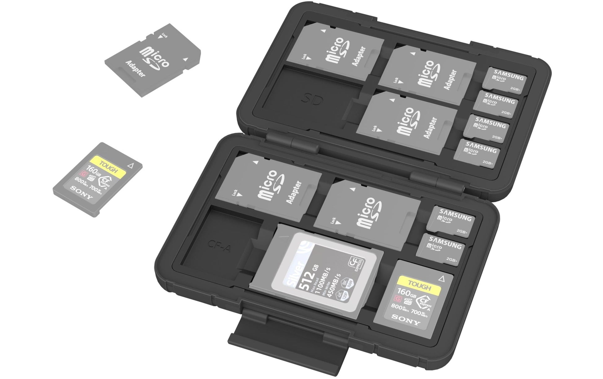 SmallRig 3192 Speicherkartenetui – 15 Karten – für CFexpress, microSD, SD und andere – Polycarbonat, Schwarz
