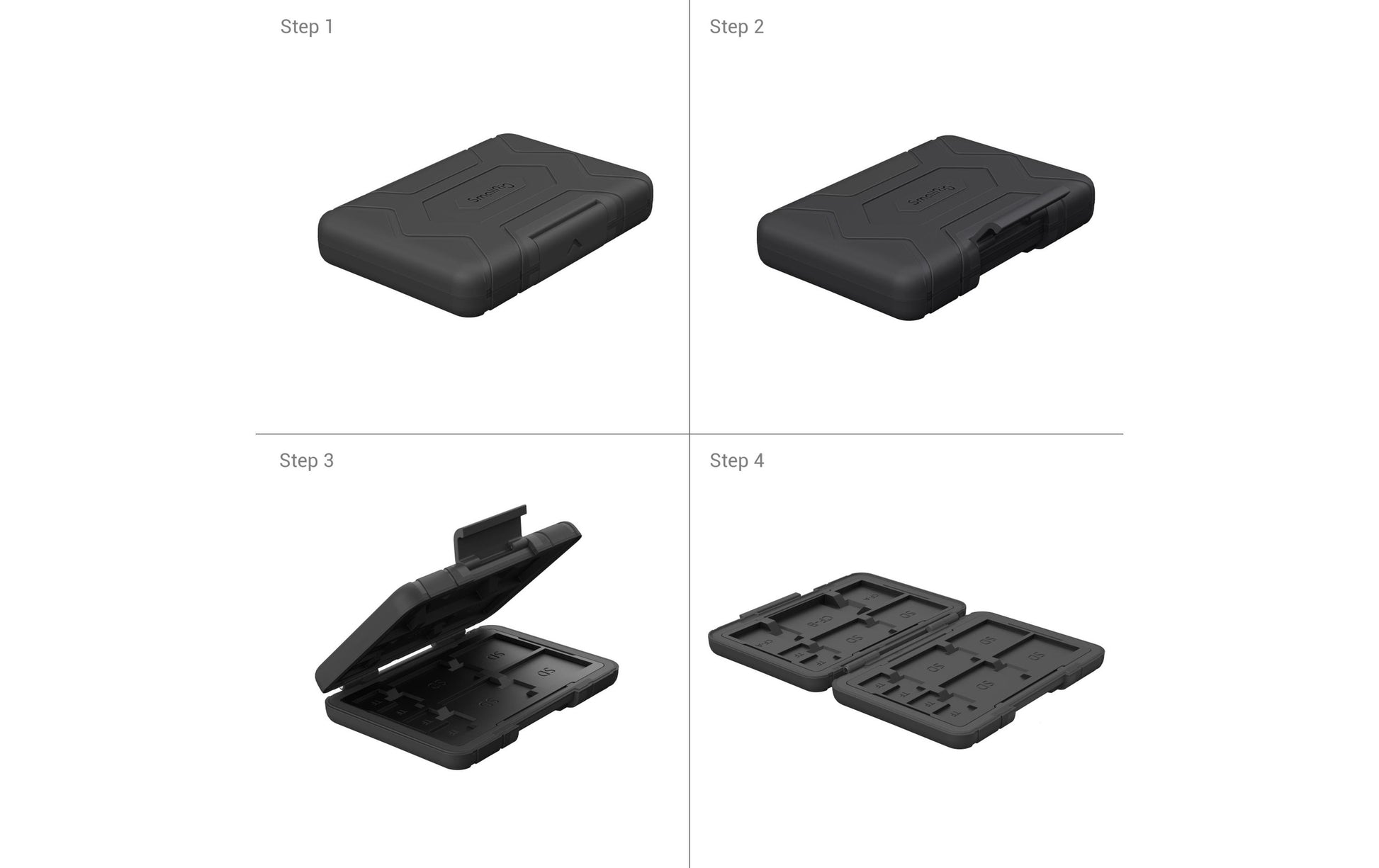 SmallRig 3192 Speicherkartenetui – 15 Karten – für CFexpress, microSD, SD und andere – Polycarbonat, Schwarz