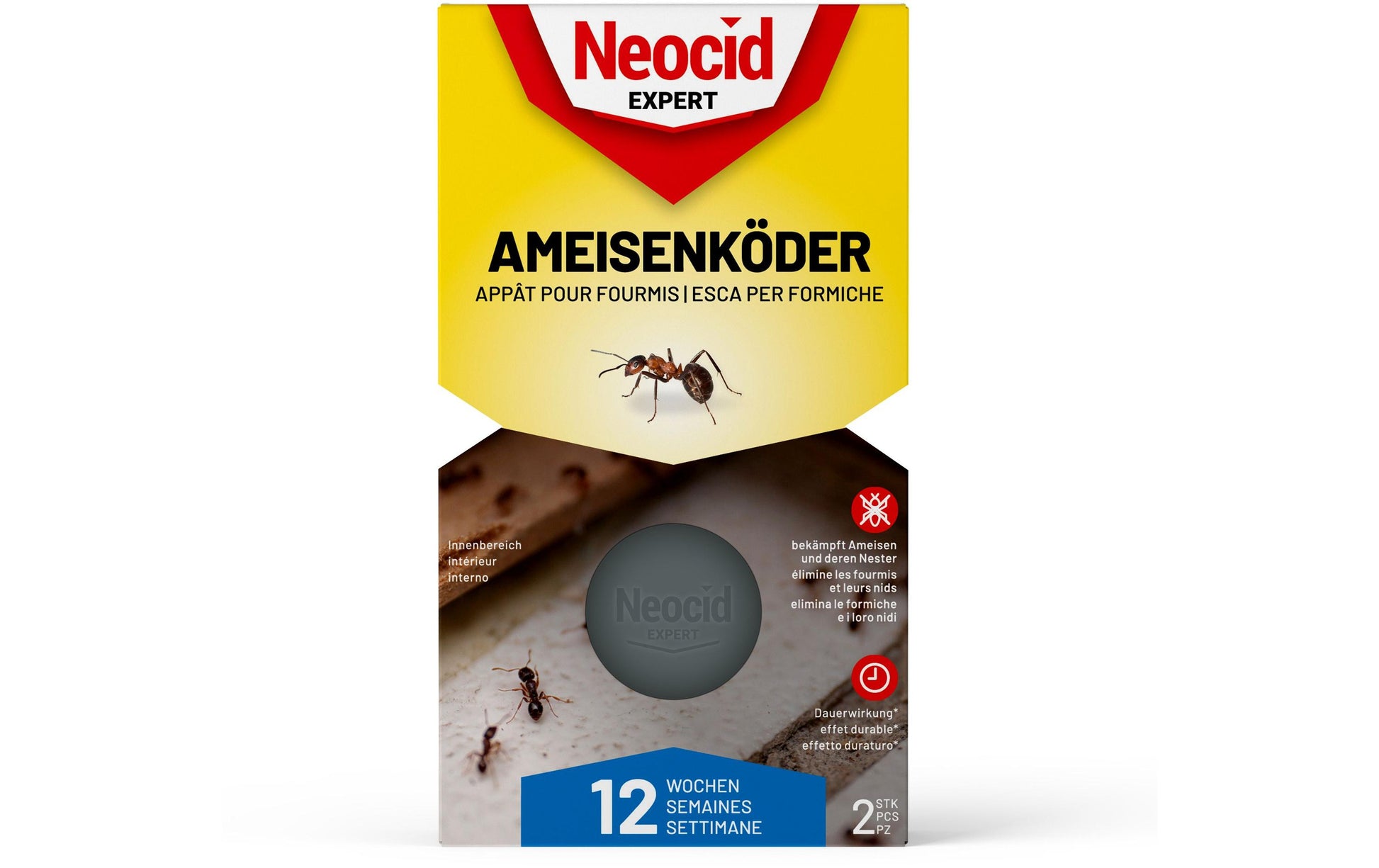 Neocid EXPERT Insektenfalle – 8,1 × 14,6 cm – grau – für Ameisen – 2 Stk.