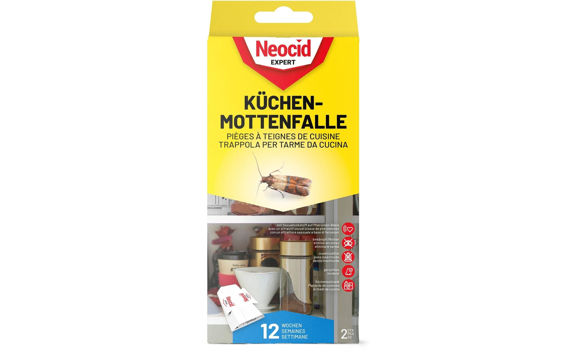 Neocid EXPERT Insektenfalle – 9,5 × 19,5 cm – weiss – für Motten – 2 Stk.
