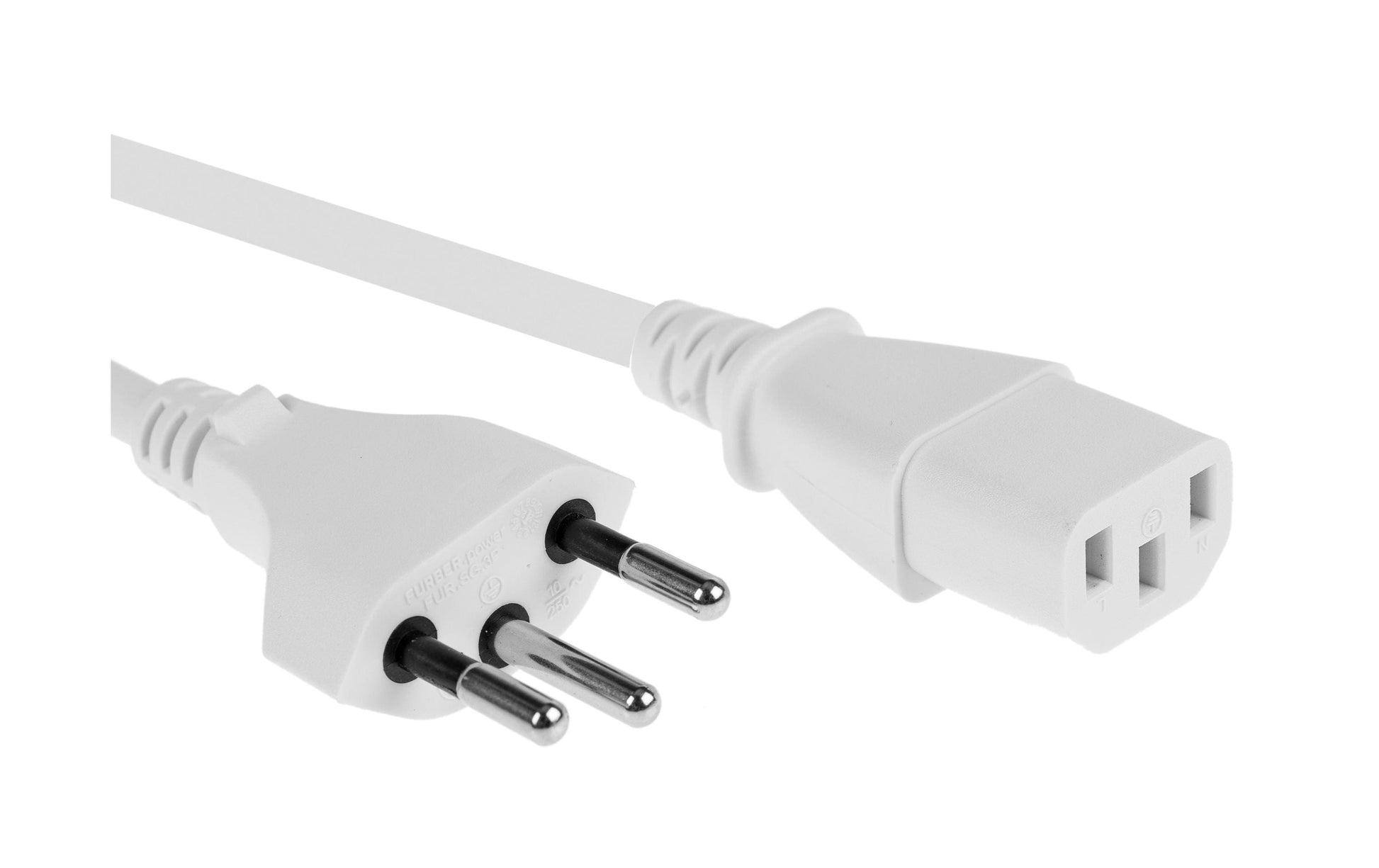 Furber. Netzkabel – T12–IEC C13, 0,5 m, 230 V/10 A, weiss