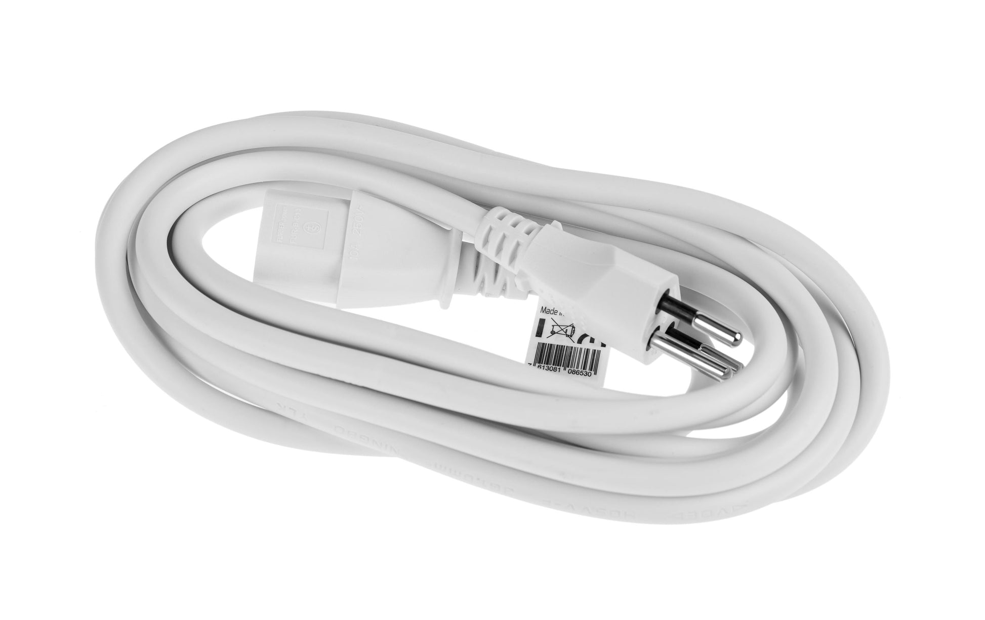 Furber. Netzkabel – T12–IEC C13, 3 m, 230 V/10 A, weiss