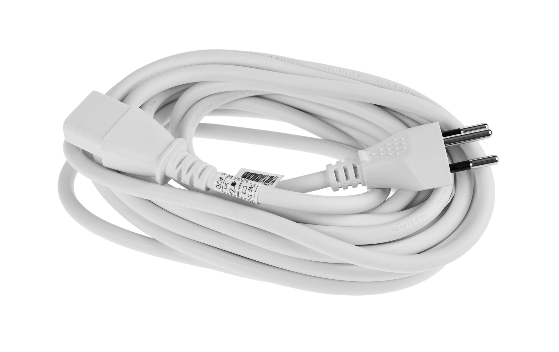 Furber. Netzkabel – T12–IEC C13, 5 m, 10 A, weiss