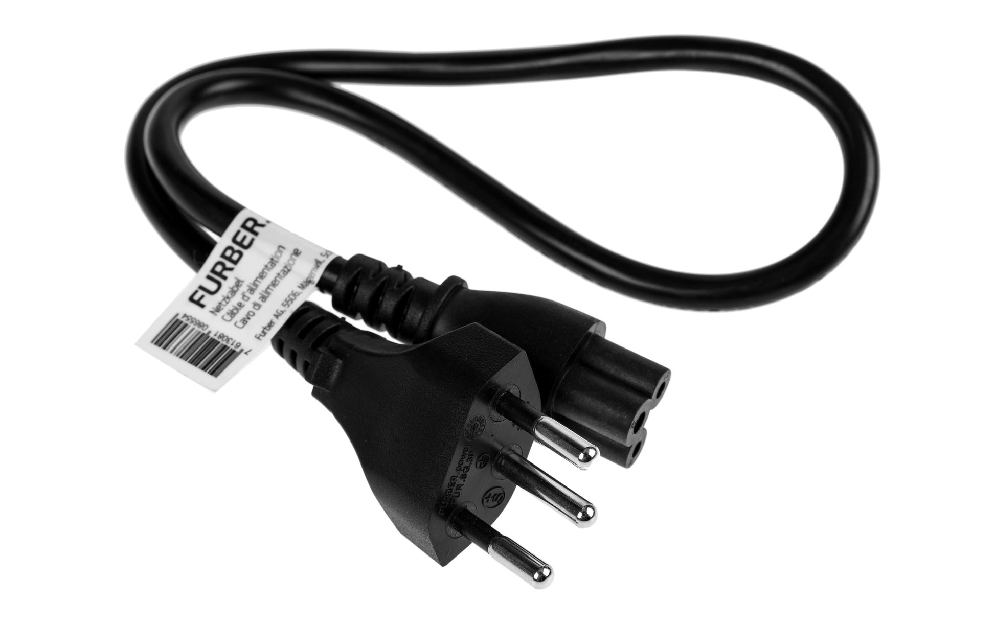 Furber. Netzkabel – T12–IEC C5, 0,5 m, 2,5 A, schwarz