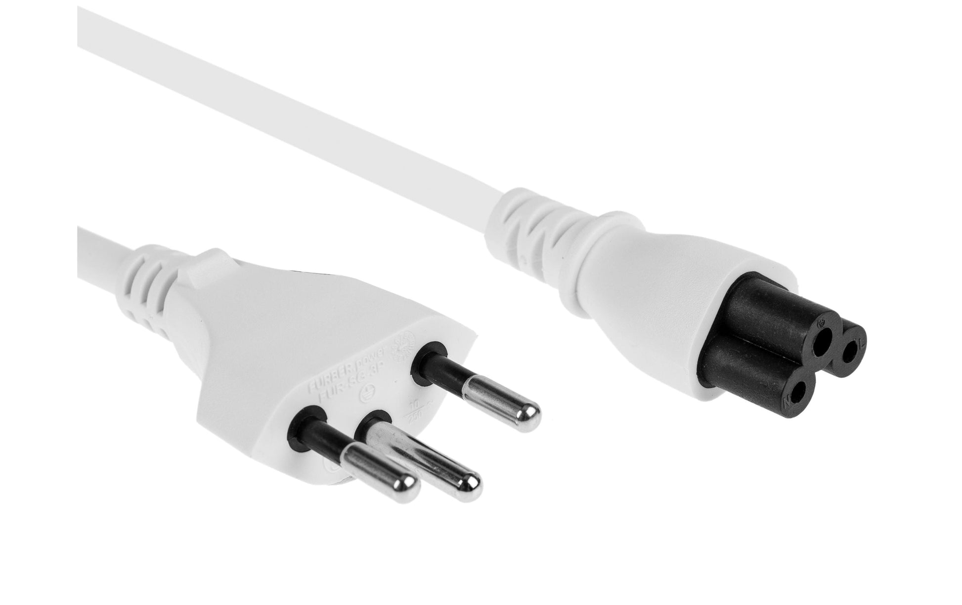 Furber. Netzkabel – T12–IEC C5, 3 m, 230 V/2,5 A, weiss
