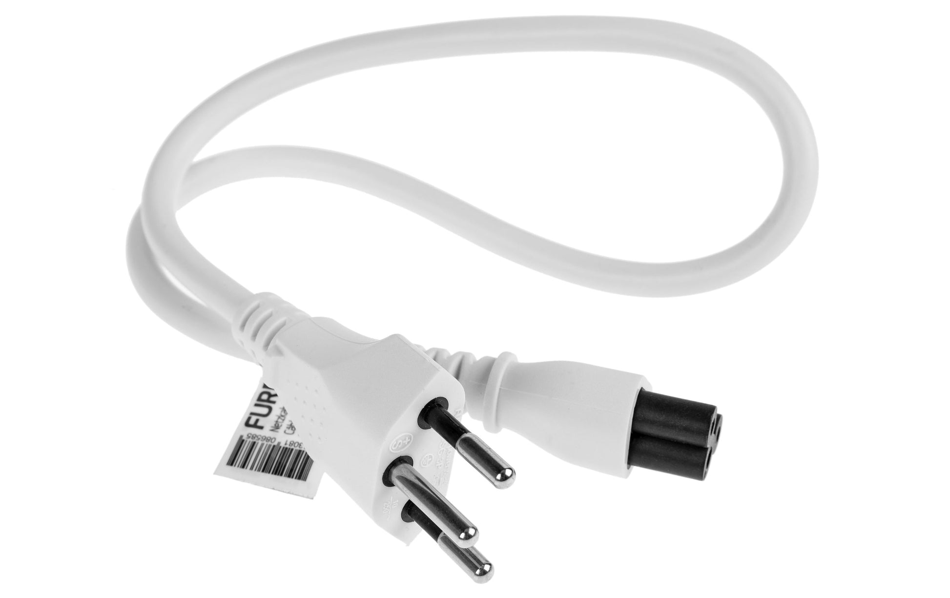 Furber. Netzkabel – T12–IEC C5, 0,5 m, 2,5 A, weiss