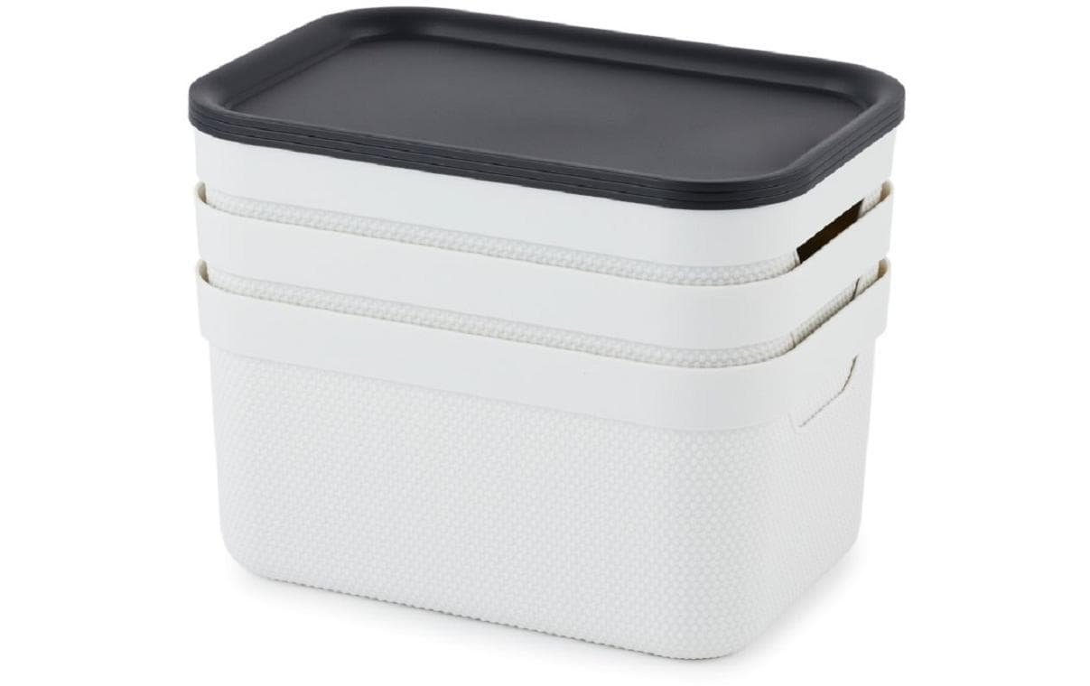 Rotho JIVE Aufbewahrungsbox 5 l (mit Deckel) – Kunststoff – Weiss – stapelbar – 260 × 130 × 180 mm