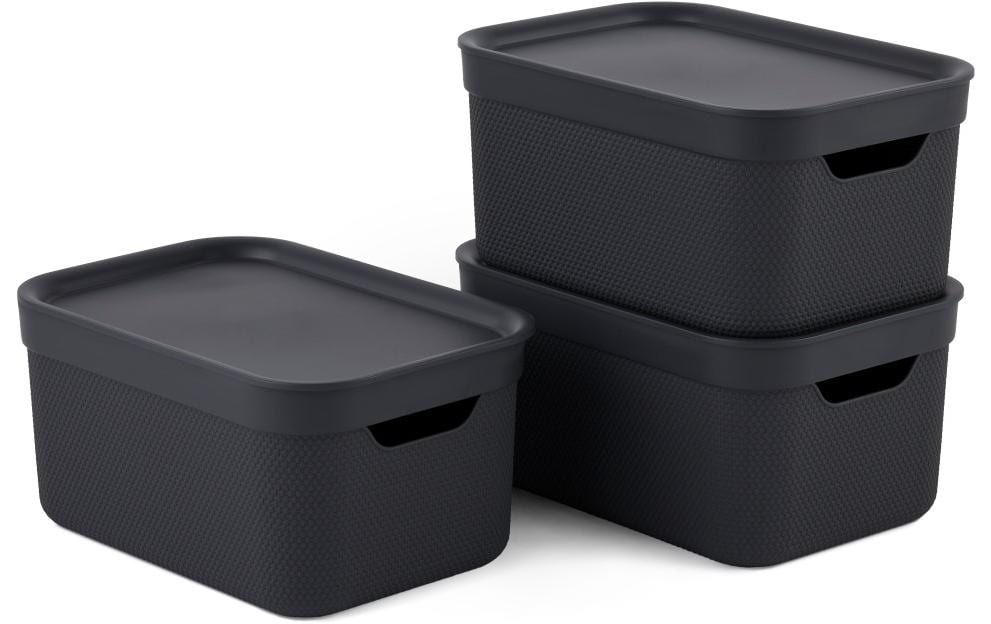Rotho JIVE Aufbewahrungsbox 5 l (mit Deckel) – Recycling-Kunststoff – Grau – 260 × 130 × 180 mm