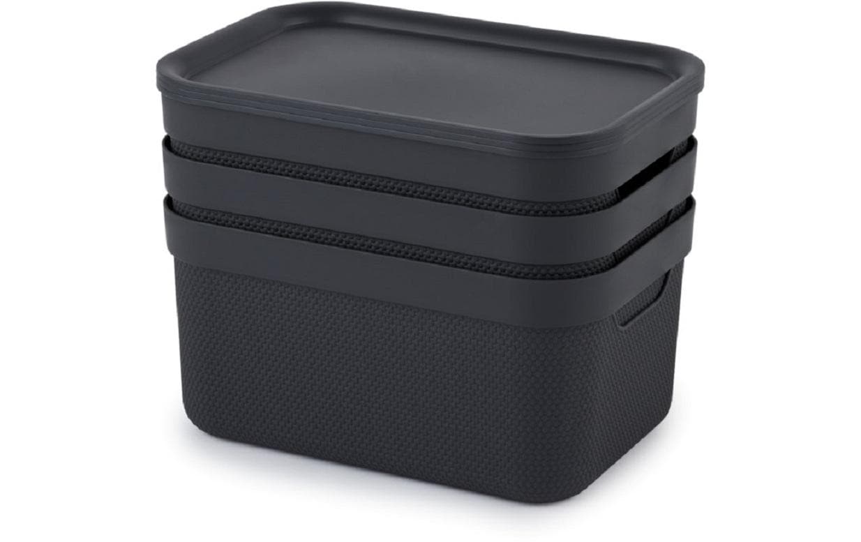 Rotho JIVE Aufbewahrungsbox 5 l (mit Deckel) – Recycling-Kunststoff – Grau – 260 × 130 × 180 mm