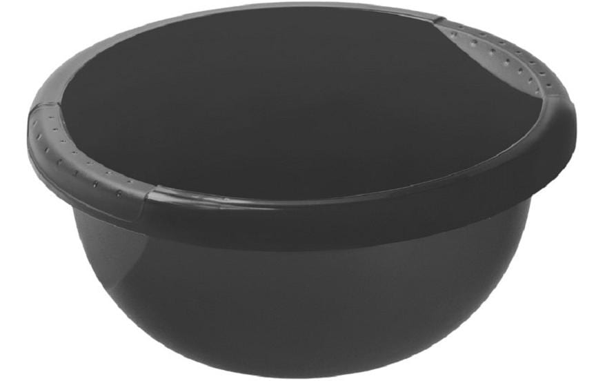 Rotho Rundes Becken – 6 l – 34,0 × 34,0 × 13,5 cm – Schwarz – Recycling-Kunststoff