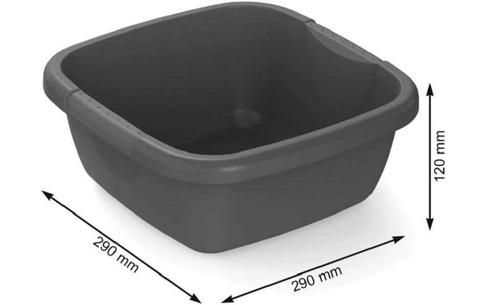 Rotho Becken eckig – 5 l – 29,0 × 29,0 × 12,0 cm – Schwarz – Kunststoff
