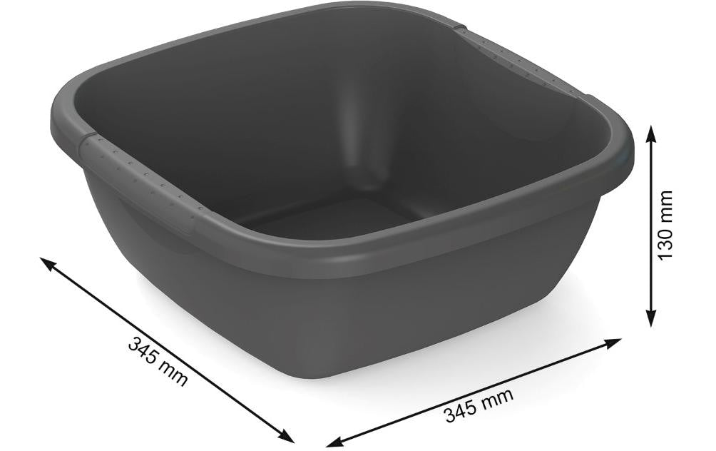 Rotho Rechteckiges Becken – 8 l – 34,5 × 34,5 × 13,0 cm – Schwarz – Kunststoff