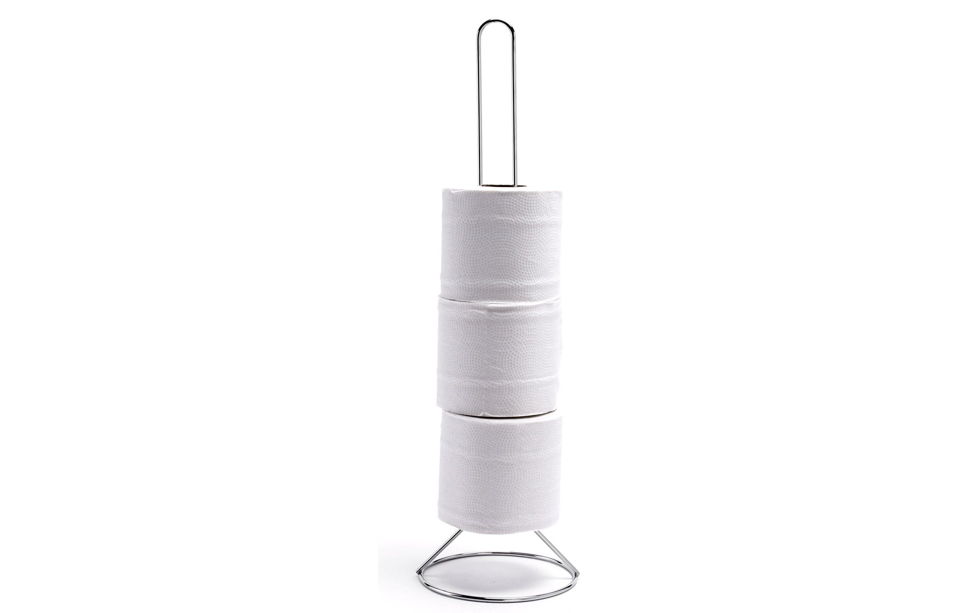 MSV Toilettenpapierständer – Metall chrom, für 3 Rollen, H 50,5 cm