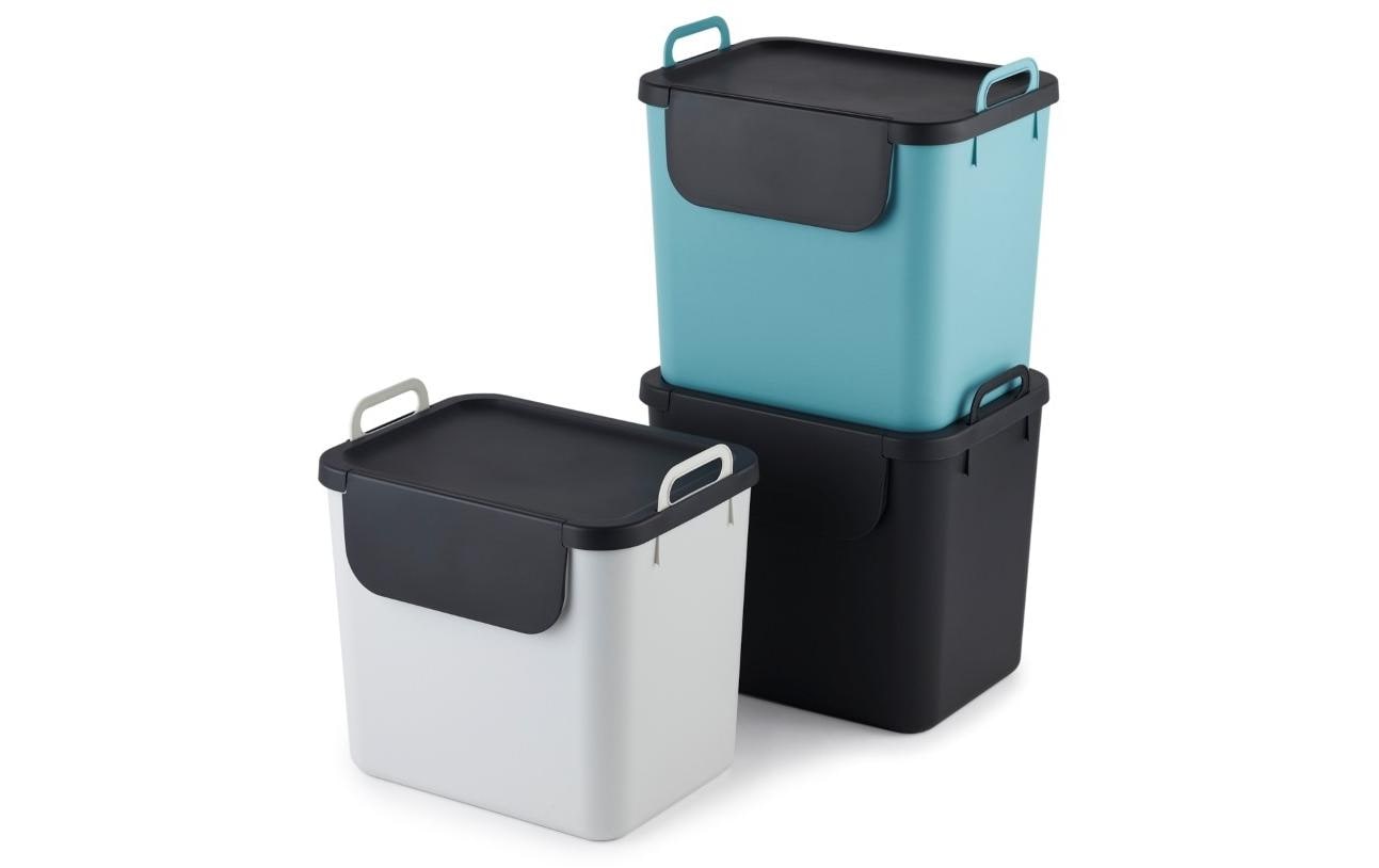 Rotho Recyclingbox – 30 l – Recycling-Kunststoff, rechteckig – Weiss – 3-fach