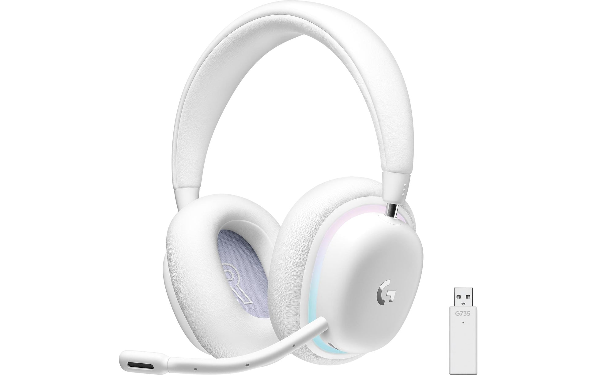 Logitech G G735 Gaming-Headset – Over-Ear, Stereo, Kabel + BT, mit USB-A-Dongle, Weiss