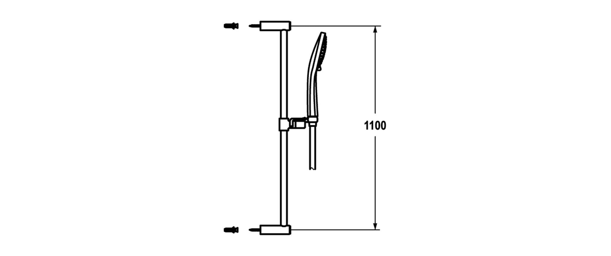 KWC Duschsäule Fit – 110 cm, Metall, Wandmontiert (verschraubt), Chrom