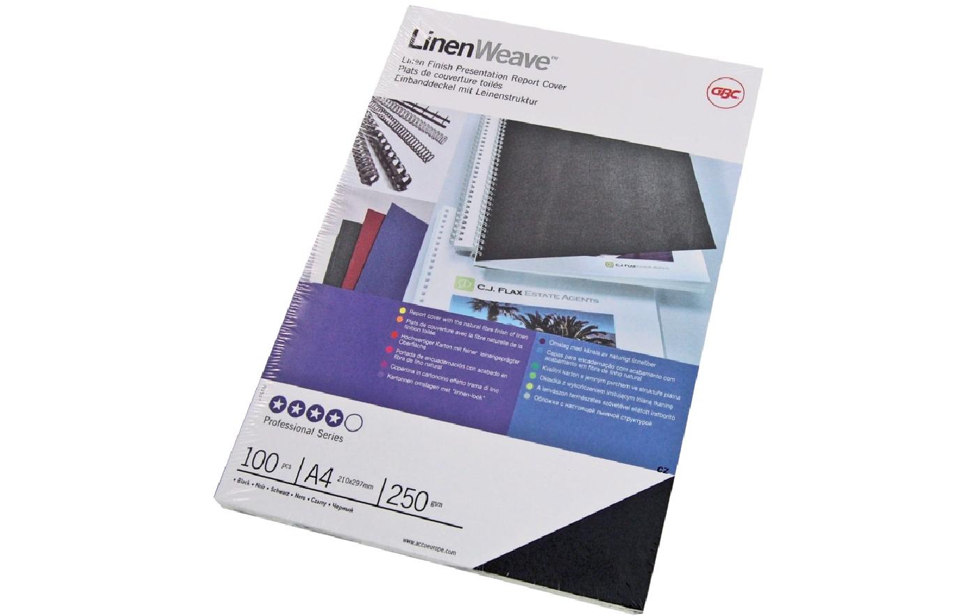 GBC LinenWeave Umschlagdeckel – A4 – 250 g/m², Leinenstruktur, matt, Karton, blau – 100 Stk.