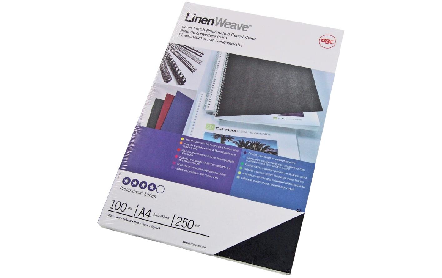 GBC LinenWeave Umschlagdeckel – A4 – 250 g/m², Leinenstruktur, Karton, Rot – 100 Stk.