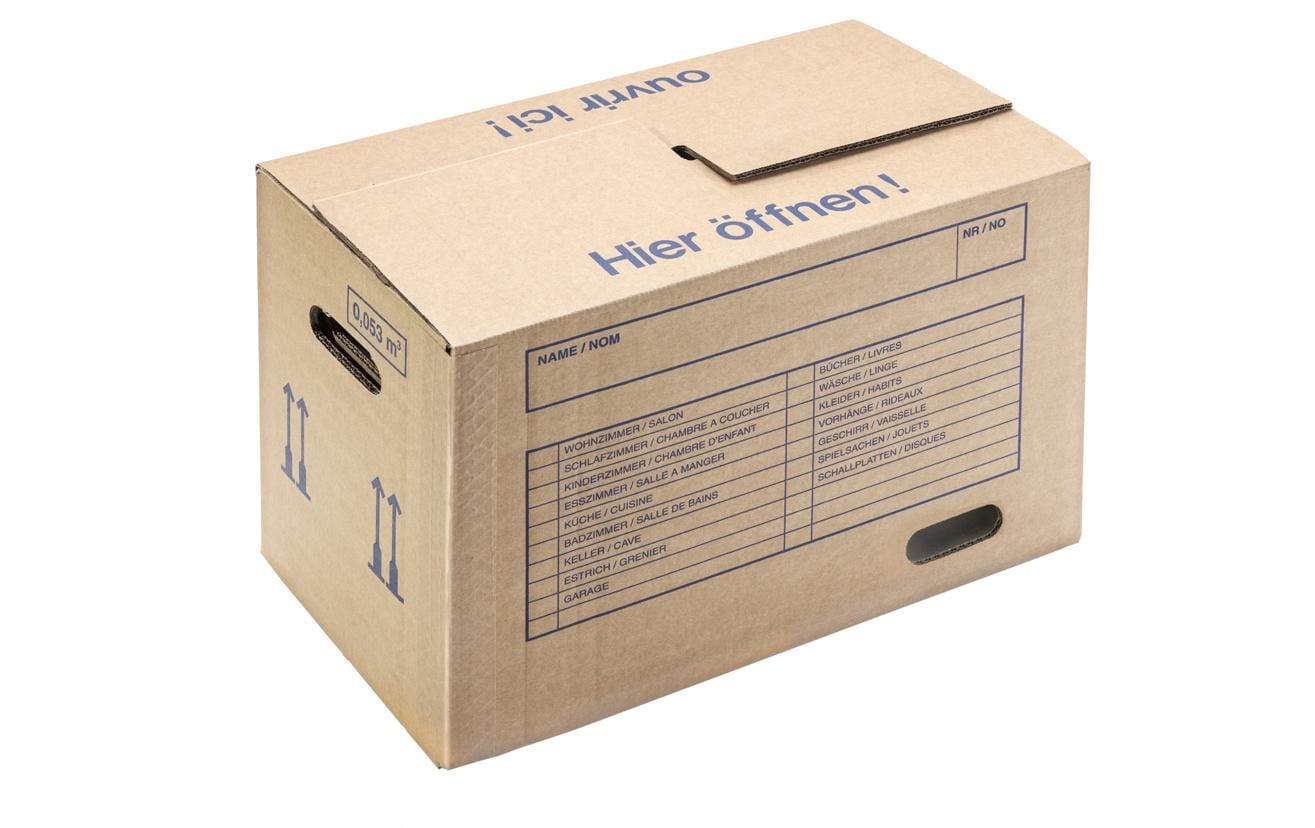 Brieger Umzugsbox – 480 × 320 × 290 mm, Karton, braun, mit Tragegriffen