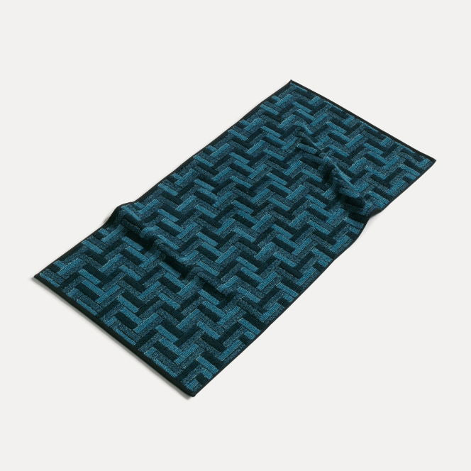 Möve Duschtuch Tide Tiles – 67 × 140 cm, Dunkelblau, 100% Baumwolle, 520 g/m²