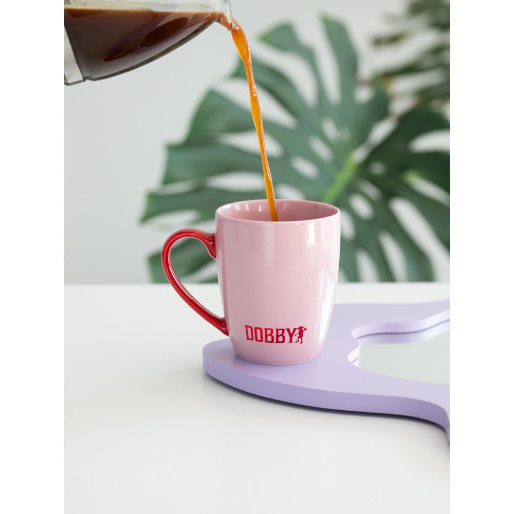 Grupo Erik Harry Potter Dobby Tasse – 350 ml, Ø 8,5 cm, Keramik/Silikon, Pink, mit Deckel
