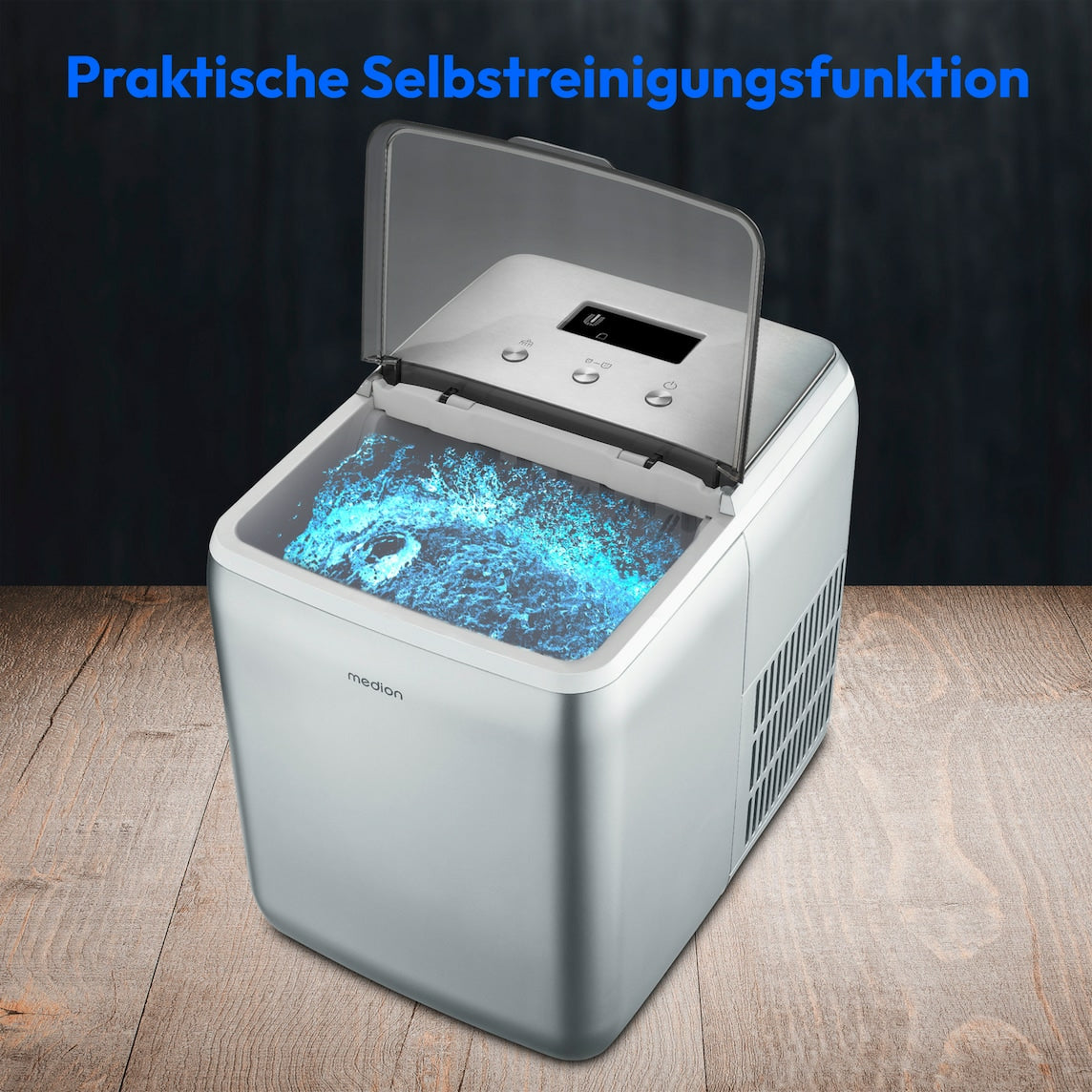 MEDION Eiswürfelmaschine MD 11950 – 15 kg/24 h, 2,6 l, grau/edelstahl
