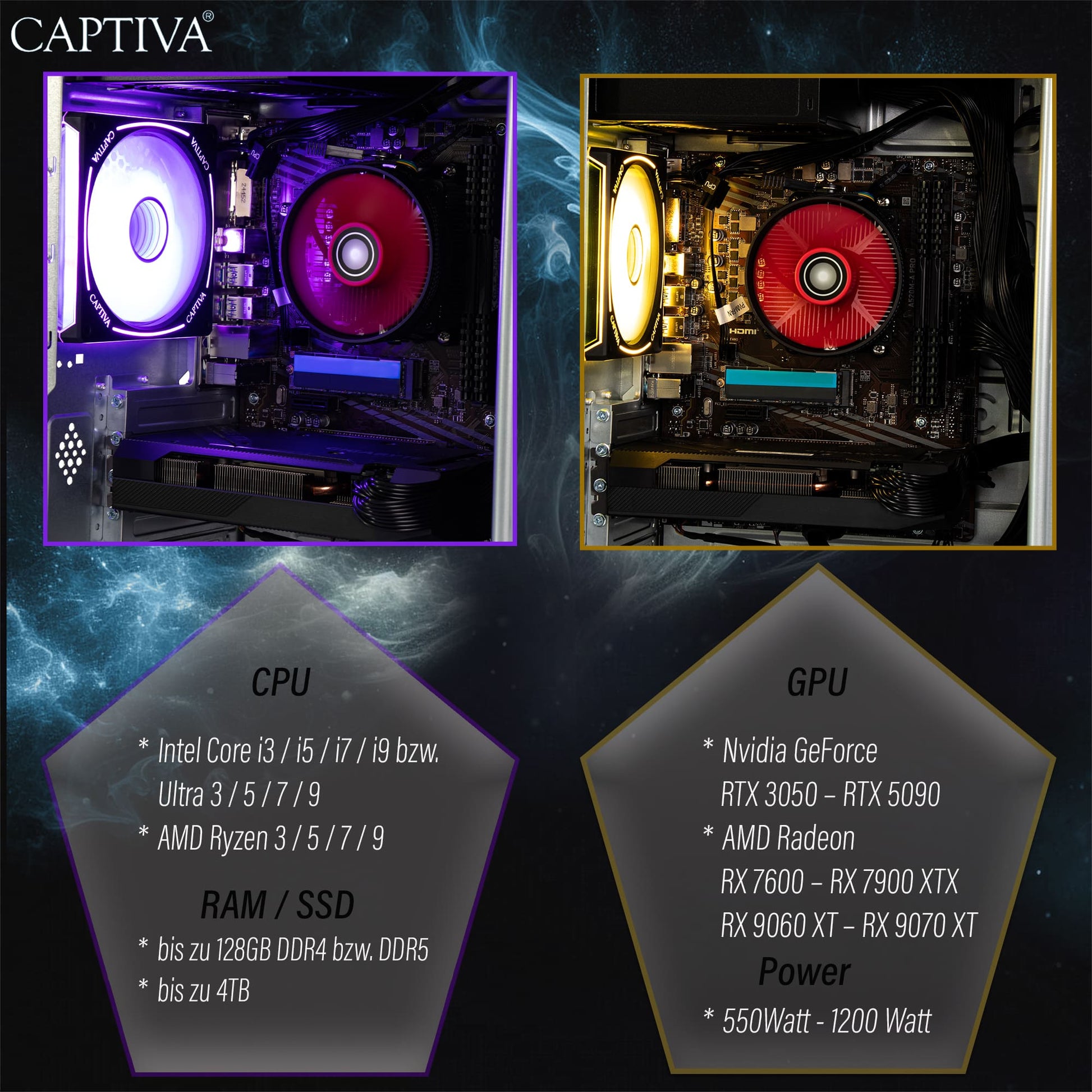 Captiva Entry Gaming R10-0288 Tower – AMD Ryzen 5 5500, 16 GB RAM, 1 TB SSD, Windows 11 Home