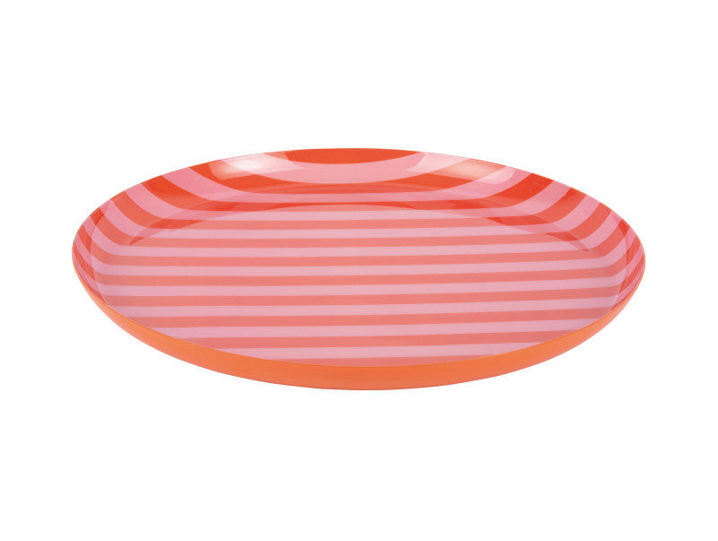 present time Teller Animado Large – Ø 30,0 cm, H 2,5 cm, Eisen, Orange/Pink