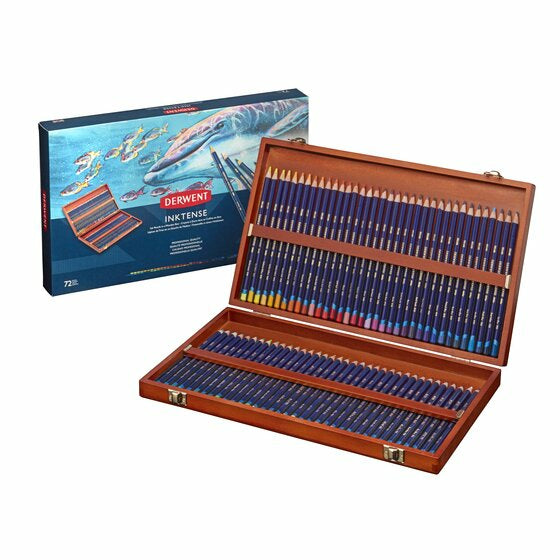 Derwent Aquarellfarbstifte Inktense – 72 Farben, im Holzkoffer