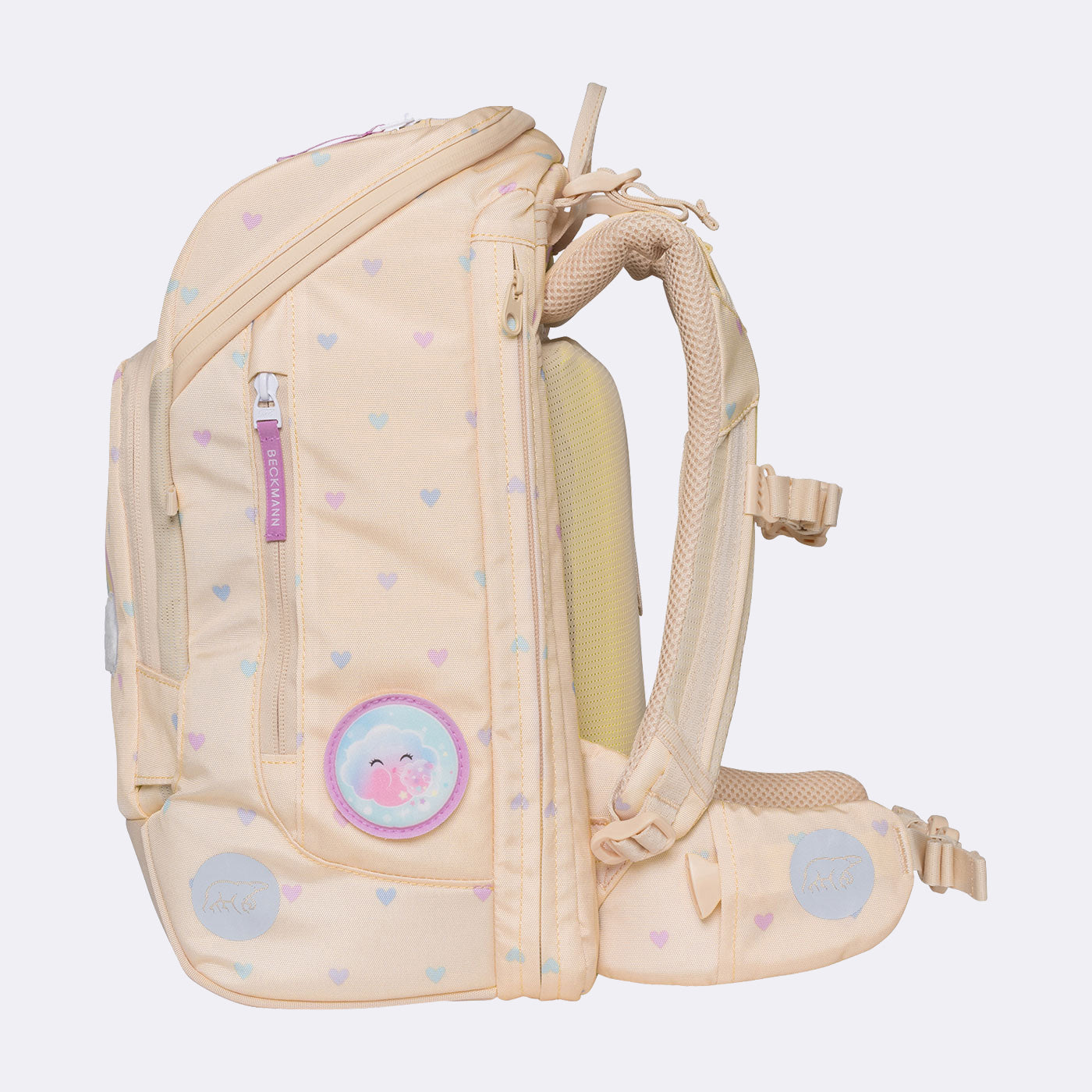 Beckmann Schulrucksack Active Air FLX – 6-teilig, Yellow Heart – 26,0×39,0×22,0 cm – recycelter Bestandteil
