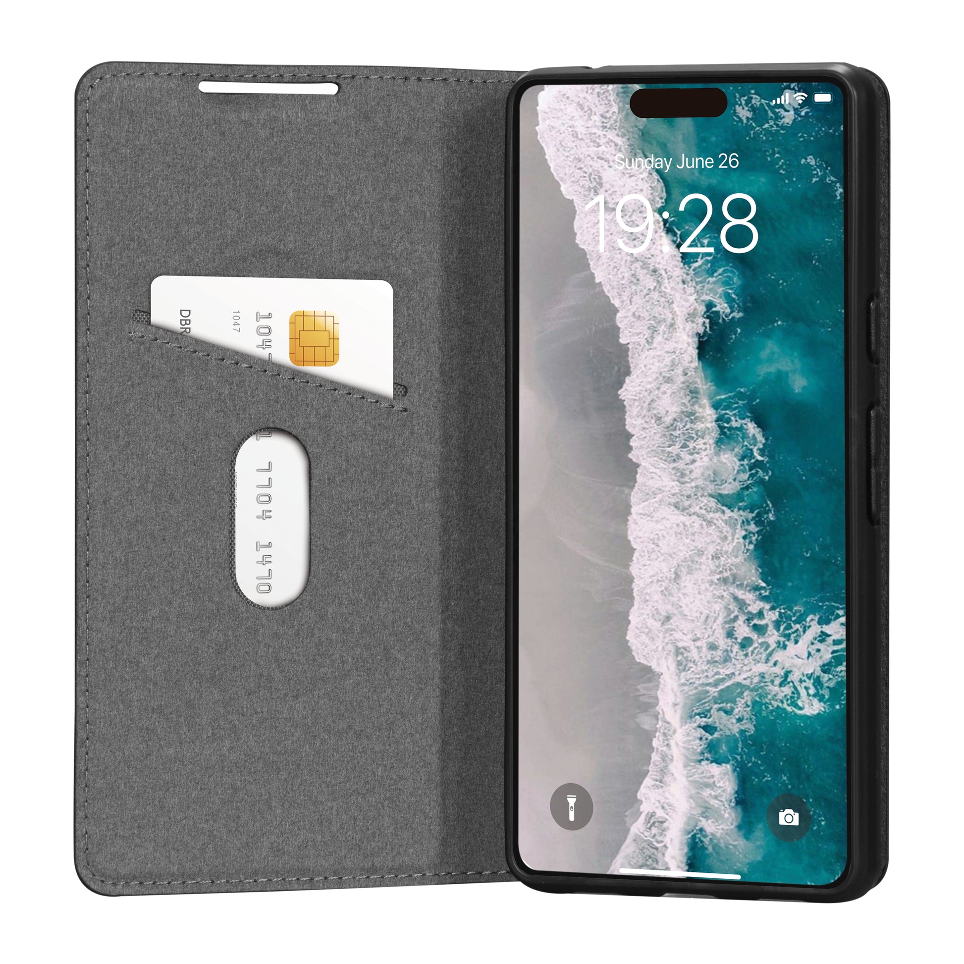 dbramante1928 Folio – für Apple iPhone 15 Pro, mit Ständer, 1 Kartenfach, PU, Schwarz, Magnetverschluss