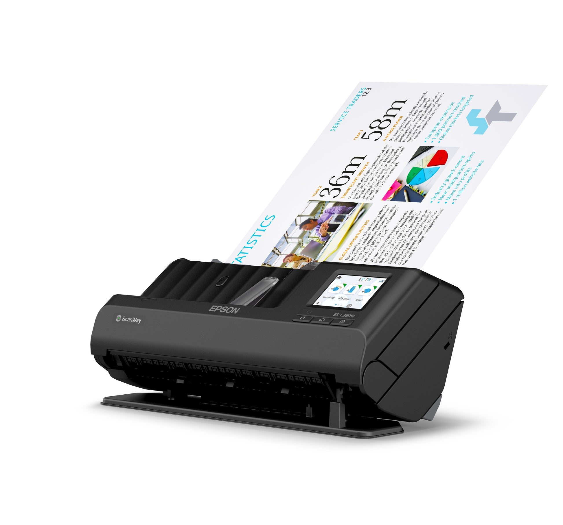 Epson Es-C380W – Dokumentenscanner, A4, Duplex, 600 dpi, ADF 20 Blatt, WLAN, USB, für Windows