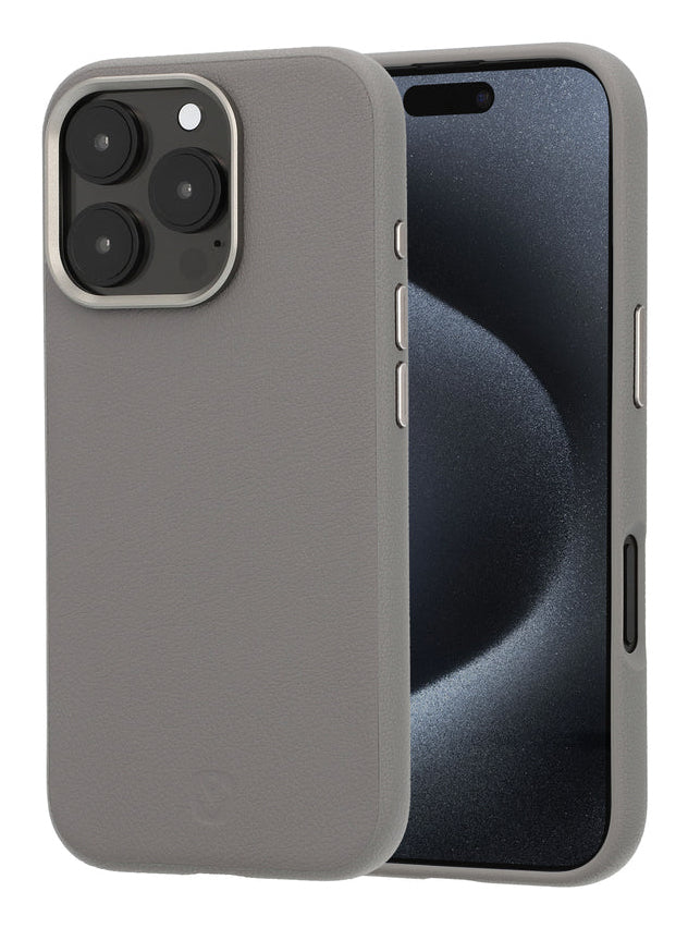 Valenta Backcover – für Apple iPhone 16 Pro – grau – Kunstleder – MagSafe-kompatibel