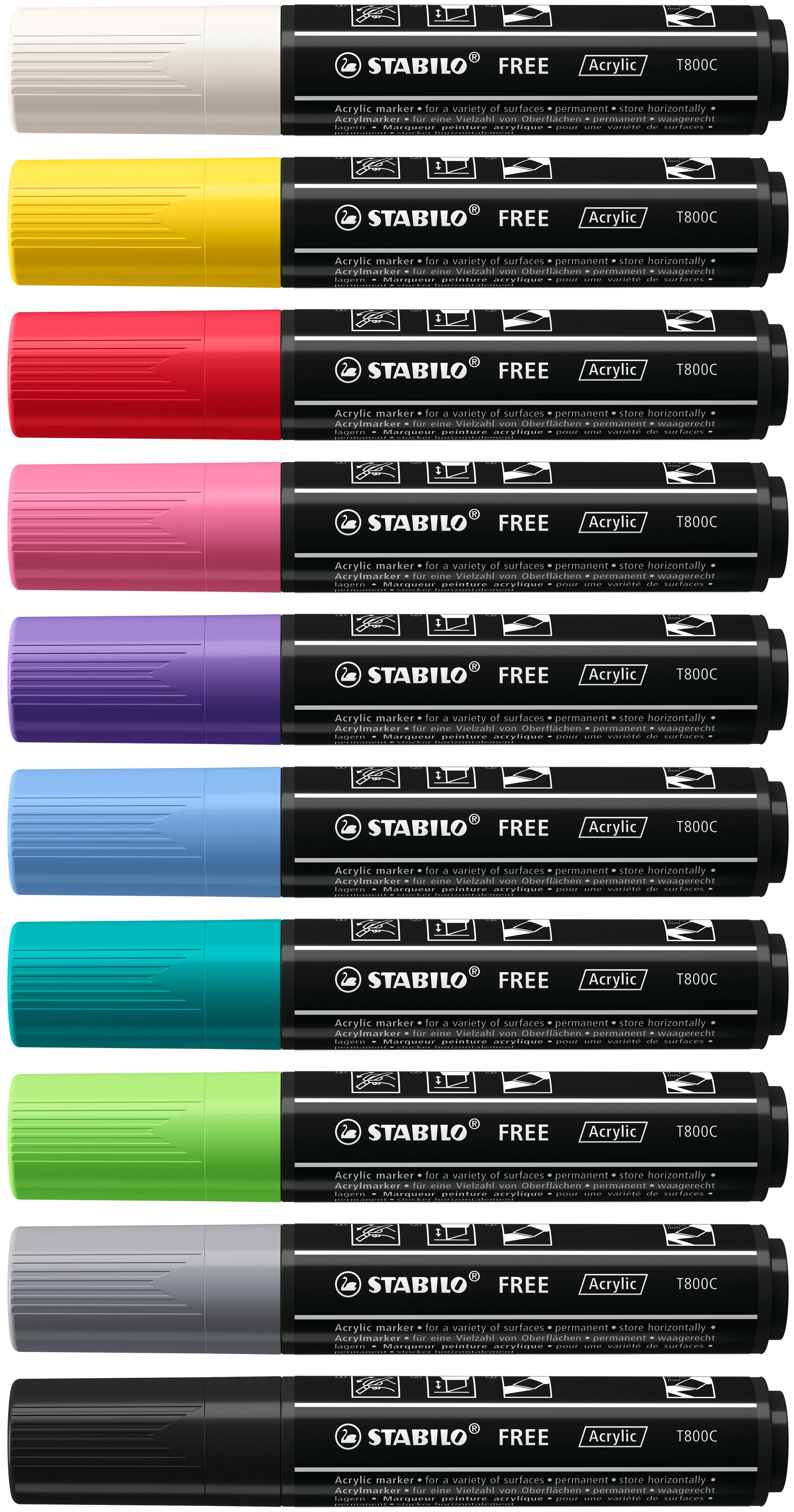 Stabilo Acrylmarker – mehrfarbig, 5er Set