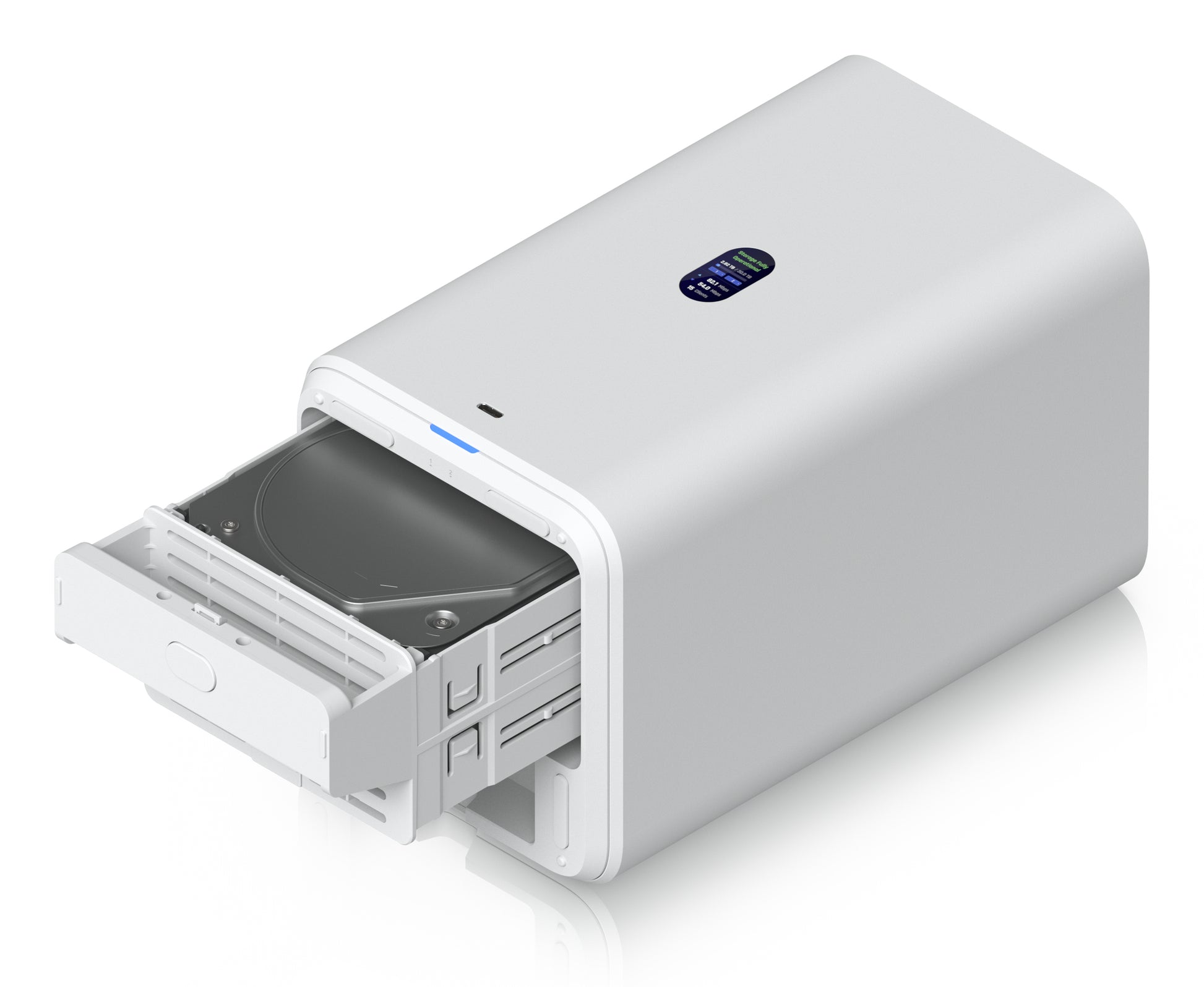 Ubiquiti UniFi Network Attached – 2-Bay Desktop NAS – ARM Cortex-A57, 4 GB RAM, 2,5GbE, für 3,5" HDD