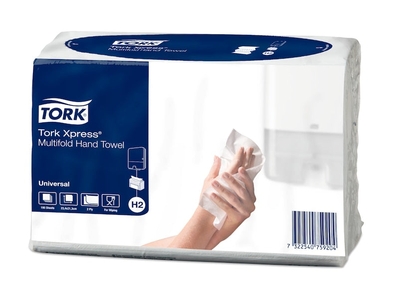 Tork Falthandtuch Xpress – Z-Falz, 2-lagig, Recyclingfasermaterial, natur, 213 × 240 mm, für Tork H2