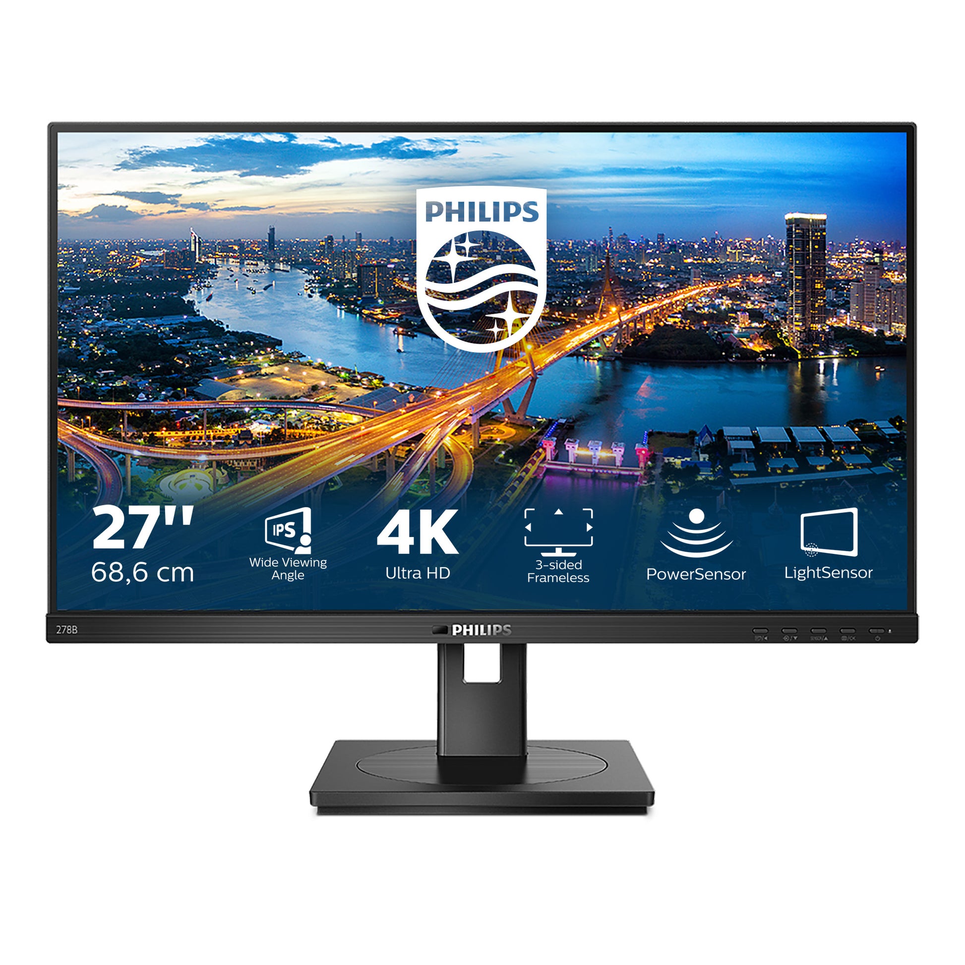 Philips 278B1/00 – Monitor, 27", 3840 × 2160 (UHD 4K), IPS, 60 Hz, 350 cd/m², VESA 100 × 100, Schwarz