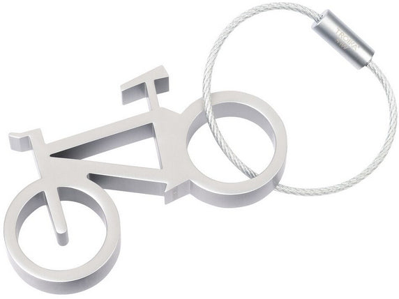 TROIKA Flaschenöffner-Schlüsselanhänger Fahrrad – Flaschenöffner, Aluminium, Silber, 6er-Pack