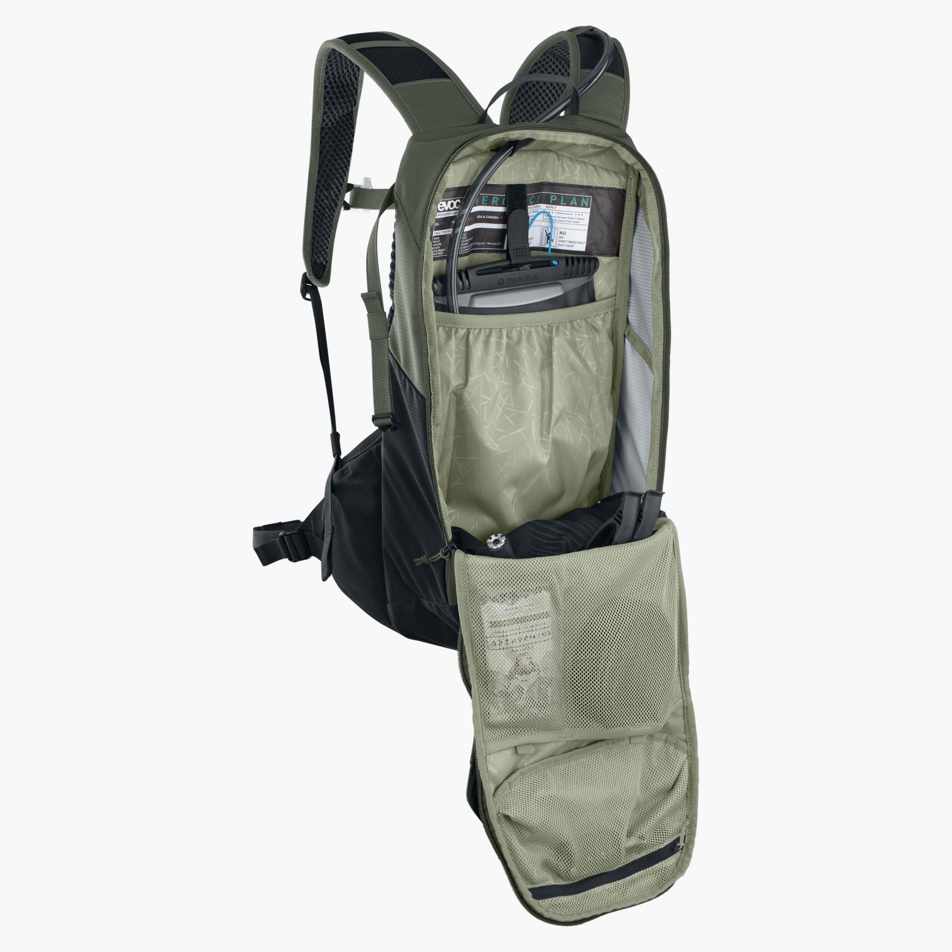 EVOC Ride Bike-Rucksack – 12 l, für Trinksysteme, olivgrün/schwarz, 47 × 24 × 10 cm