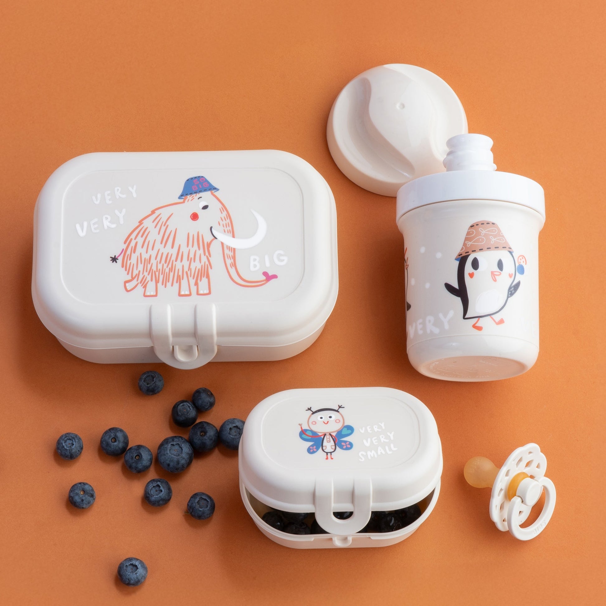 koziol Lunchbox, Biokunststoff, beige, 3er-Set, inkl. Flasche, für Kinder