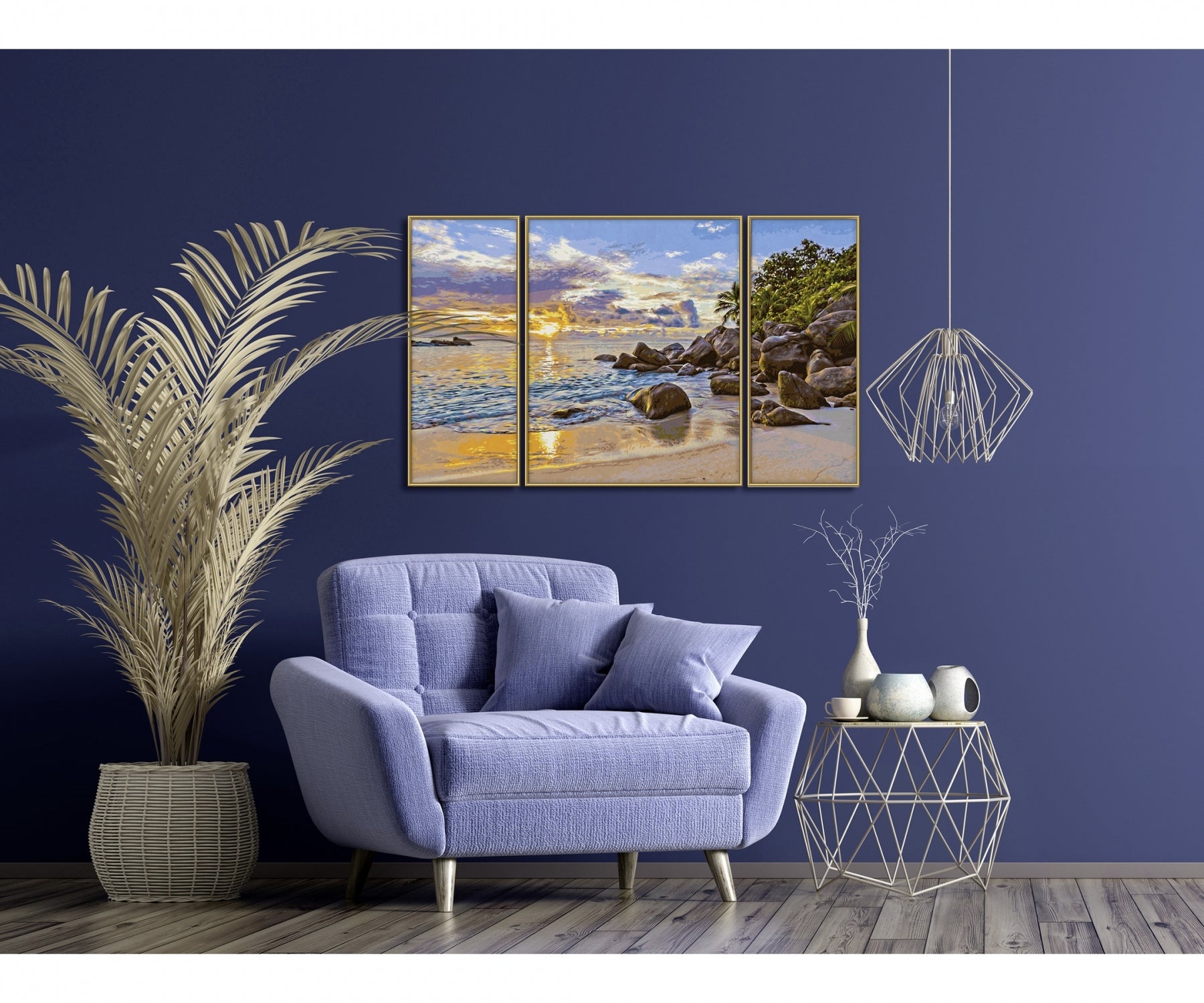 Schipper Malen-nach-Zahlen-Set – Abendstimmung im Paradies – 3-teilig, 80 × 50 cm – ab 14 Jahren
