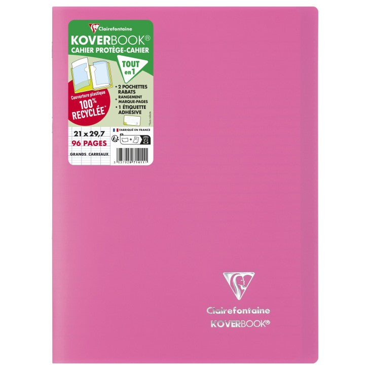 Clairefontaine Notizheft – A4 – 90 g/m² – Softcover, Einstecktasche, 2 Lesebändchen – gemustert – PEFC