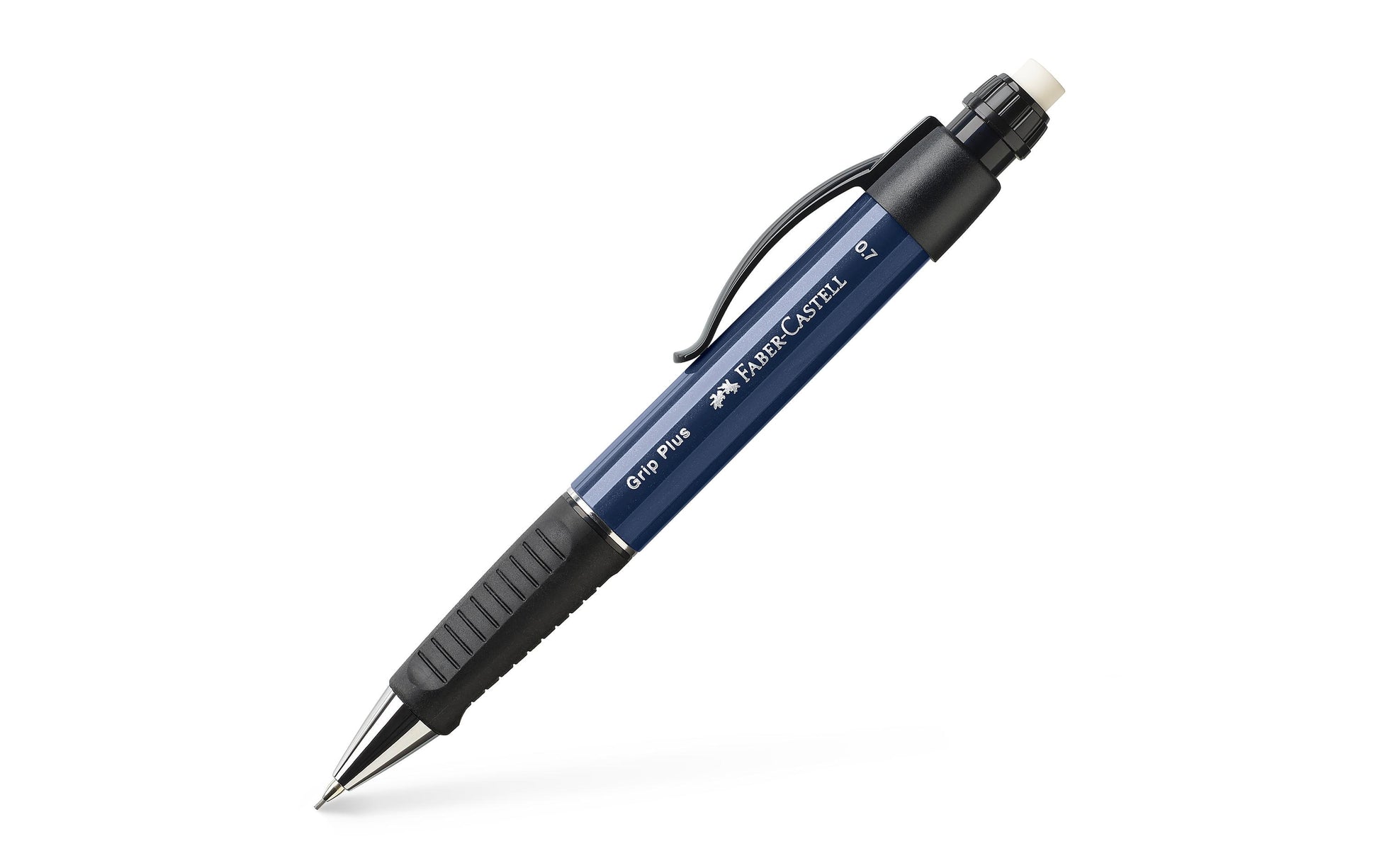 Faber-Castell Grip Plus 1307 Druckbleistift – 0,7 mm – Schwarz/Blau – mit Radierer – 1er-Pack