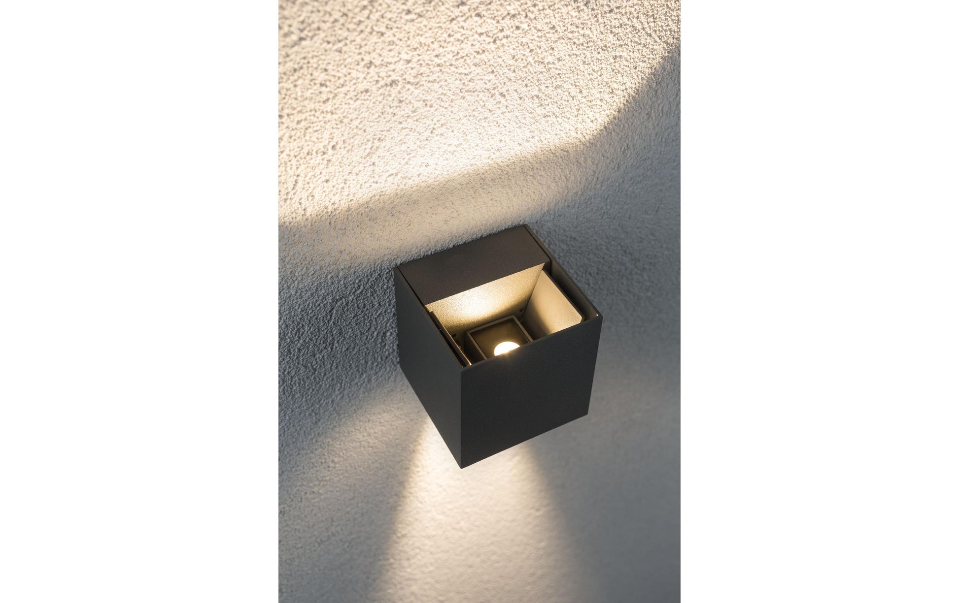 Paulmann Aussenwandleuchte Cybo – 8×8×8 cm, 355 lm, 6 W – Warmweiss, 2700 K – IP65 – Netzbetrieb – Grau – Aluminium